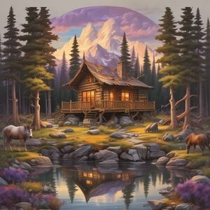 Rustic Cabin in the Woods Art Print